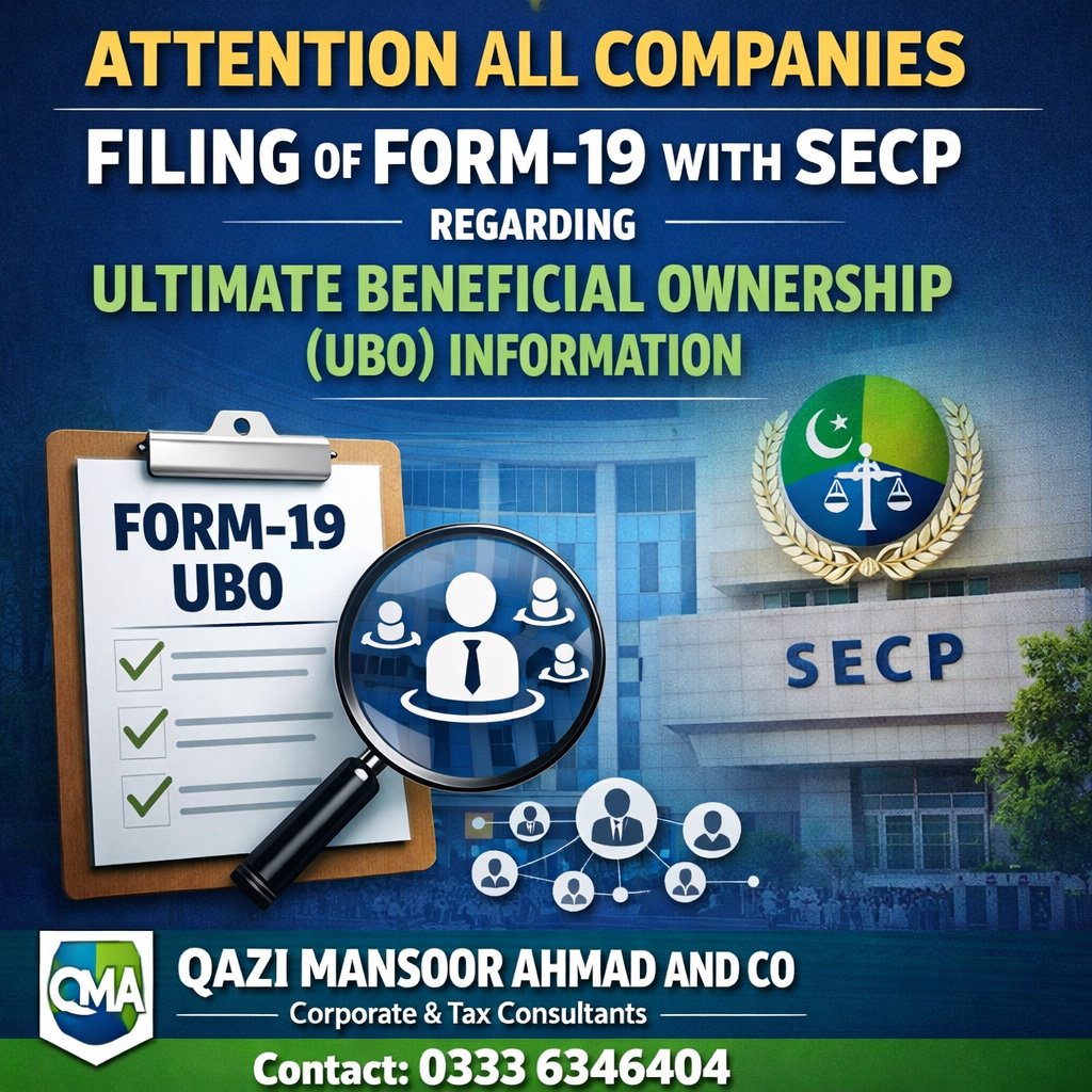 SECP FILING ATTENTION ALL COMPANIES- Form-19 UBO Filing with SECP Pakistan Guide